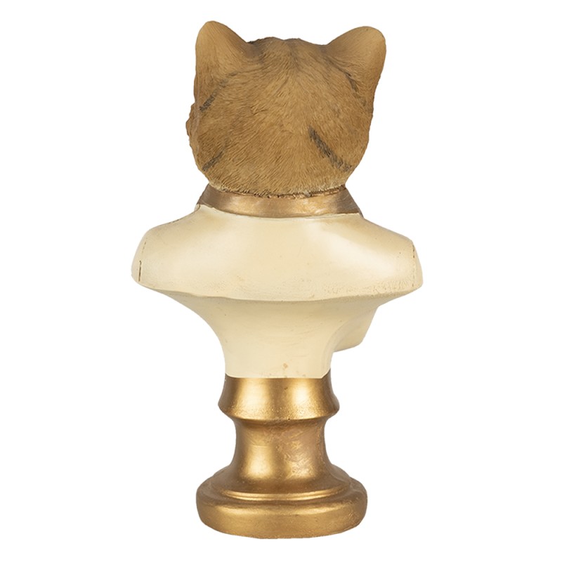 Clayre & Eef Figurine Cat 10x7x17 cm Beige Gold colored Polyresin