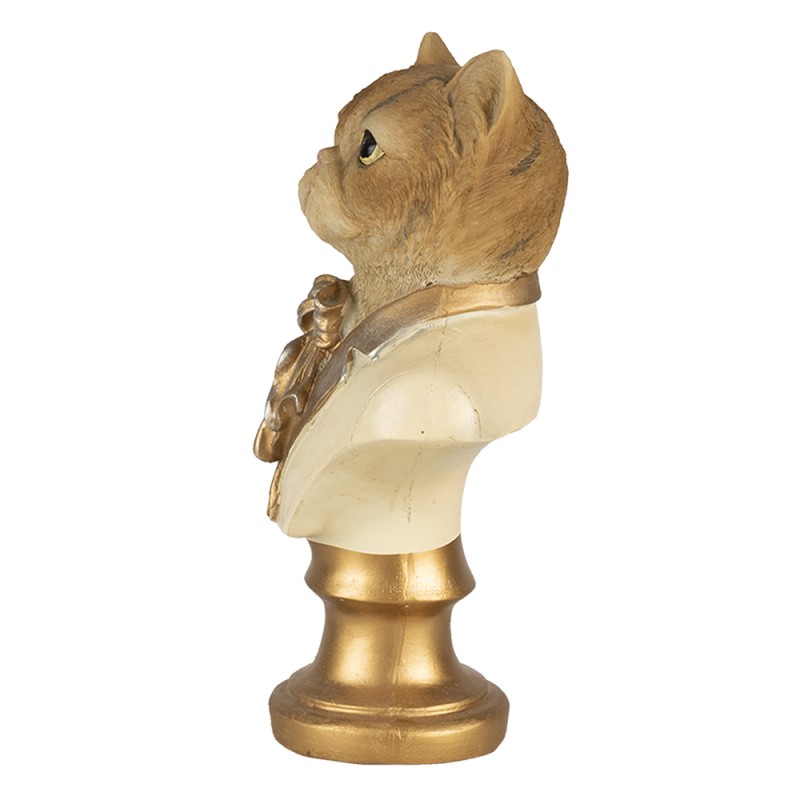 Clayre & Eef Statuetta Gatto  10x7x17 cm Beige Color oro Poliresina