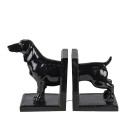 Clayre & Eef Fermalibri set di 2 Cane 25x9x15 cm Nero Plastica