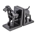 Clayre & Eef Bücherstützen 2-er Set Hund 25x9x15 cm Schwarz Kunststoff