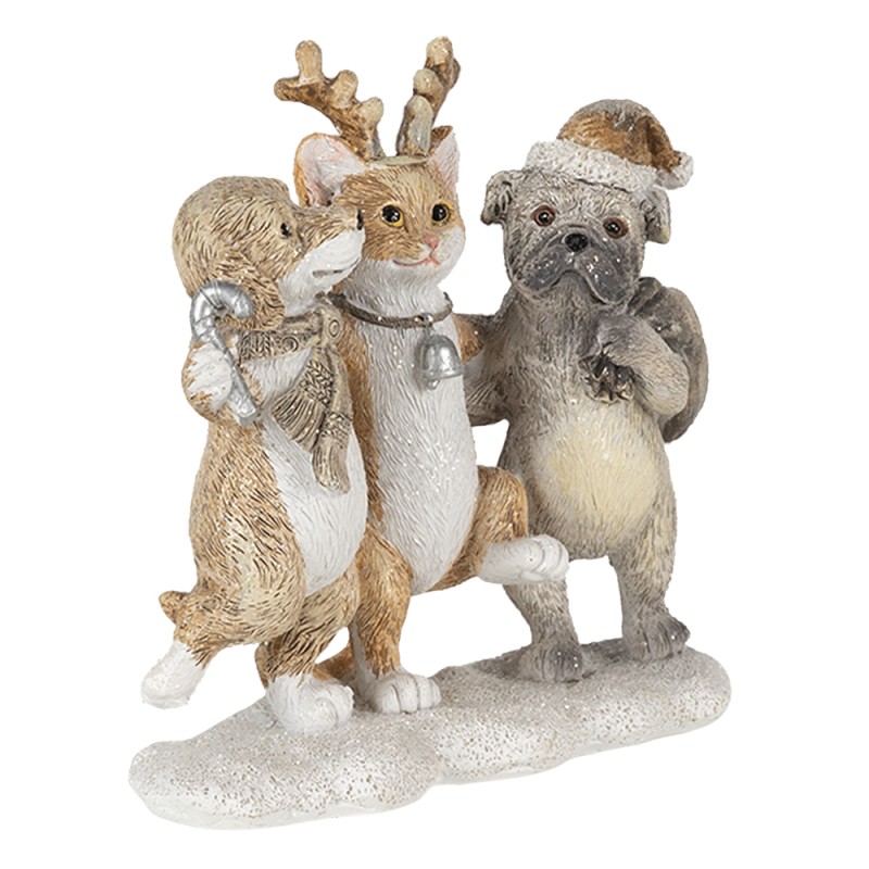 Clayre & Eef Figurine Animals 13x5x12 cm Grey Beige Polyresin Animals