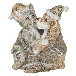 Clayre & Eef Figur Tiere 8x5x9 cm Grau Beige Polyresin Tiere