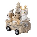 Clayre & Eef Beeld Dieren 9x7x11 cm Grijs Beige Polyresin Dieren Merry Christmas