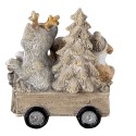 Clayre & Eef Figurine Animaux 9x7x11 cm Gris Beige Polyrésine Animaux Merry Christmas