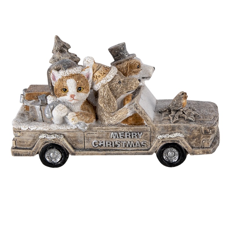 Clayre & Eef Statuetta Animali 15x7x9 cm Grigio Beige Poliresina Animali