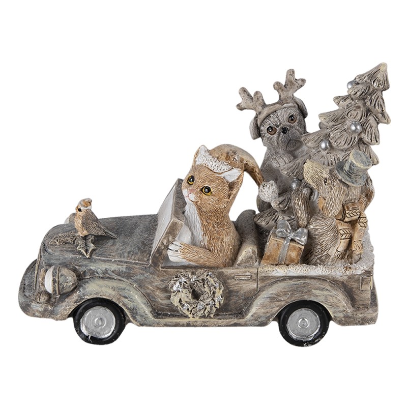 Clayre & Eef Statuetta Animali 16x8x11 cm Grigio Beige Poliresina Animali