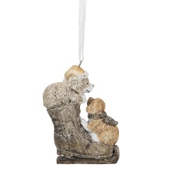 Clayre & Eef Kersthanger Hond 6x2x8 cm Bruin Polyresin