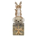 Clayre & Eef Statuetta Animali 5x5x13 cm Marrone Bianco  Poliresina Animali