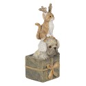 Clayre & Eef Statuetta Animali 5x5x13 cm Marrone Bianco  Poliresina Animali