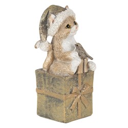 Clayre & Eef Figurine Cat 5x4x10 cm Brown White Polyresin