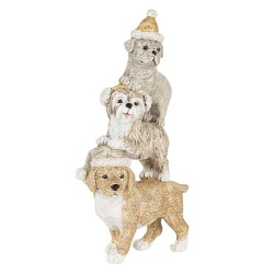 Clayre & Eef Figurine Chien 10x4x18 cm Gris Beige Polyrésine