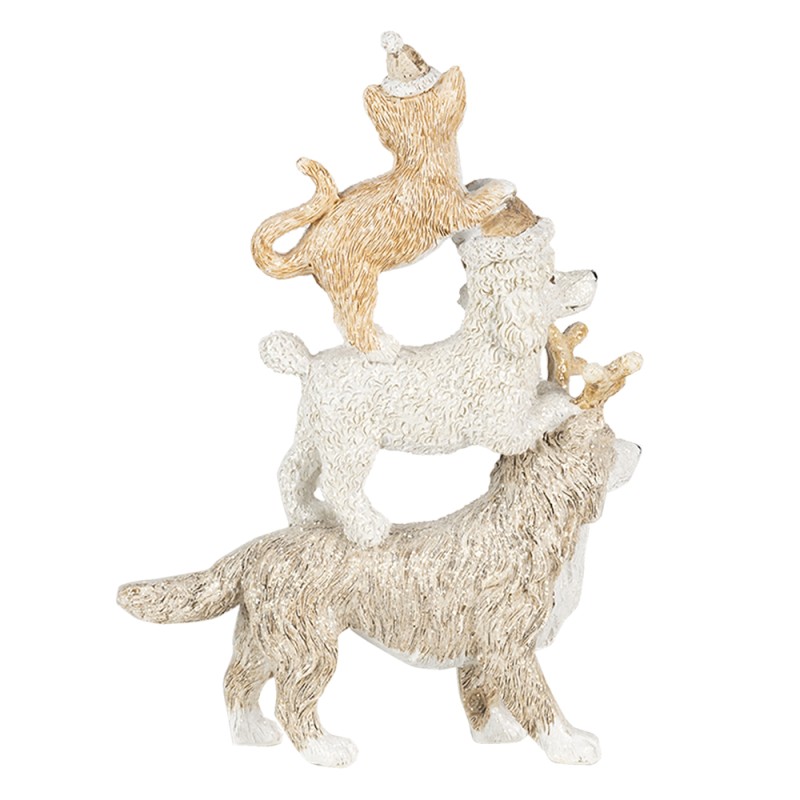 Clayre & Eef Figurine Animaux 12x4x17 cm Gris Beige Polyrésine Animaux