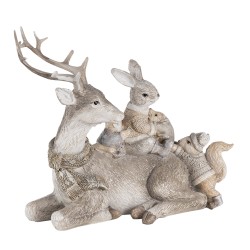 Clayre & Eef Figur Tiere 16 cm Grau Beige Polyresin Tiere