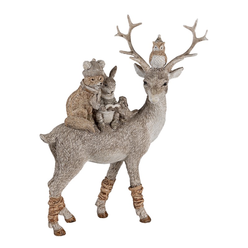 Clayre & Eef Figurine Animaux 25 cm Gris Marron Polyrésine Animaux