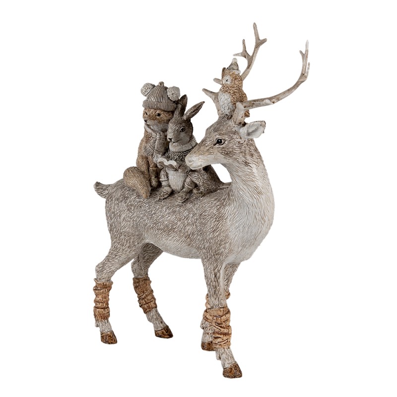 Clayre & Eef Figur Tiere 25 cm Grau Braun Polyresin Tiere