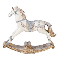 Clayre & Eef Beeld Paard 14 cm Wit Beige Polyresin