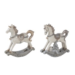 Clayre & Eef Figurine Set of 2 Horse 8 cm White Polyresin