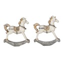 Clayre & Eef Figurine Set de 2 Cheval 8 cm Blanc Polyrésine