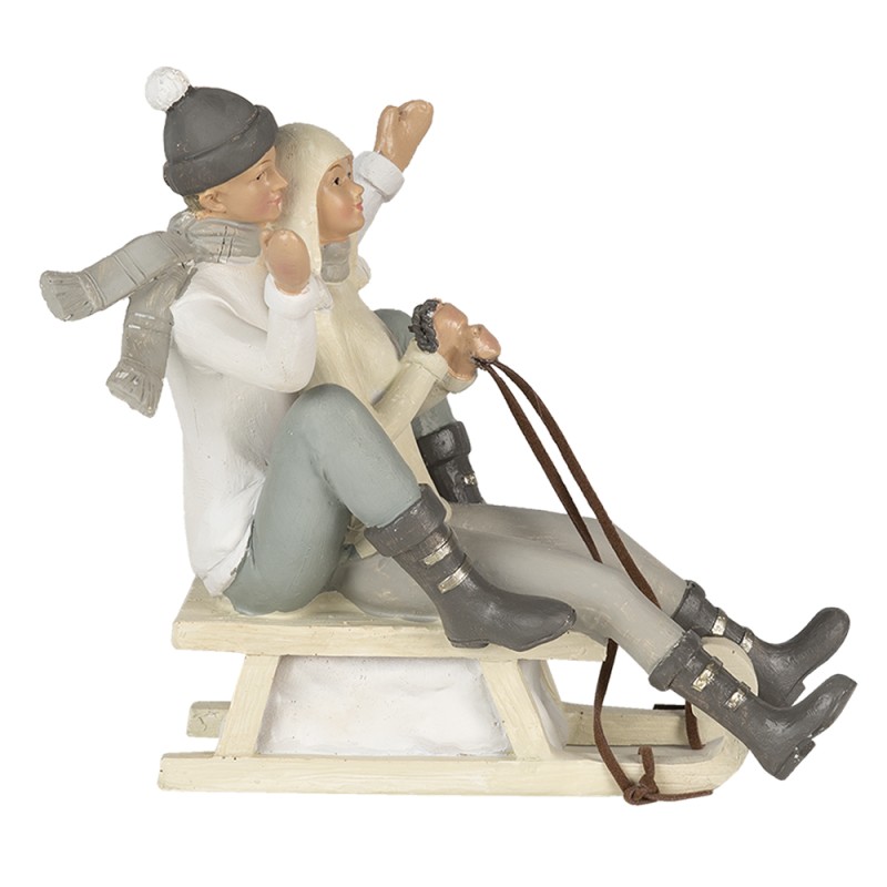 Clayre & Eef Figurine Pair 19x14x17 cm Grey White Polyresin