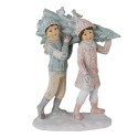 Clayre & Eef Statuetta Bambini 15 cm Verde Rosa  Poliresina