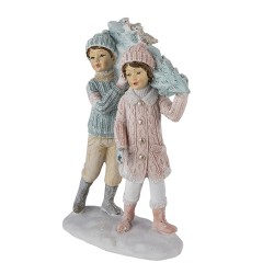 Clayre & Eef Figurine Enfants 15 cm Vert Rose Polyrésine