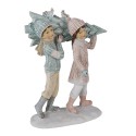 Clayre & Eef Statuetta Bambini 15 cm Verde Rosa  Poliresina