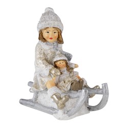 Clayre & Eef Figurine Child 10x5x10 cm White Grey Polyresin