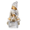 Clayre & Eef Statuetta Bambino 10x5x10 cm Bianco Grigio  Poliresina