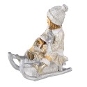 Clayre & Eef Statuetta Bambino 10x5x10 cm Bianco Grigio  Poliresina