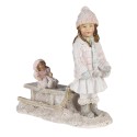 Clayre & Eef Figurine Girl 11x4x11 cm White Pink Polyresin