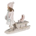 Clayre & Eef Figurine Girl 11x4x11 cm White Pink Polyresin