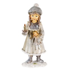 Clayre & Eef Figurine Fille 8x7x19 cm Gris Blanc Polyrésine