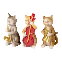 Clayre & Eef Figurine décorative set de 3 Chat 14x6x10 cm Beige Marron Polyrésine