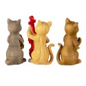 Clayre & Eef Decoratie Beeld Set van 3 Kat 14x6x10 cm Beige Bruin Polyresin