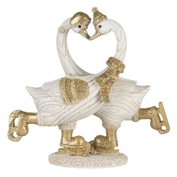 Clayre & Eef Figurine Swan 18x8x17 cm White Gold colored Polyresin