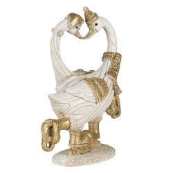 Clayre & Eef Figurine Cygne 18x8x17 cm Blanc Couleur or Polyrésine