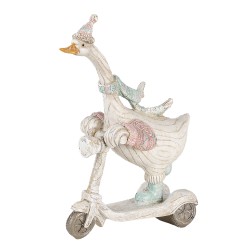 Clayre & Eef Figurine Goose 14x6x19 cm White Blue Polyresin