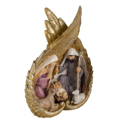 Clayre & Eef Figurine Nativity Scene 21x8x26 cm Gold colored White Polyresin