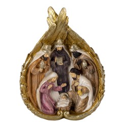 Clayre & Eef Statuetta Presepe 14x7x19 cm Color oro Bianco Poliresina