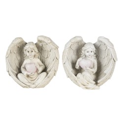 Clayre & Eef Figurine Angel (2) 10x6x10 cm Beige Polyresin