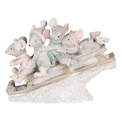 Clayre & Eef Beeld Muis 15x5x11 cm Grijs Polyresin Muis