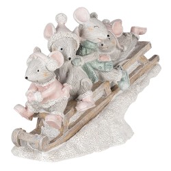 Clayre & Eef Beeld Muis 15x5x11 cm Grijs Polyresin Muis