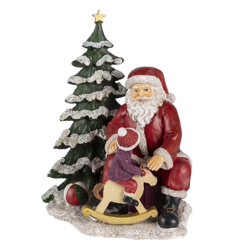 Clayre & Eef Beeld Kerstman 16x13x22 cm Rood Groen Polyresin