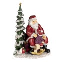 Clayre & Eef Beeld Kerstman 16x13x22 cm Rood Groen Polyresin