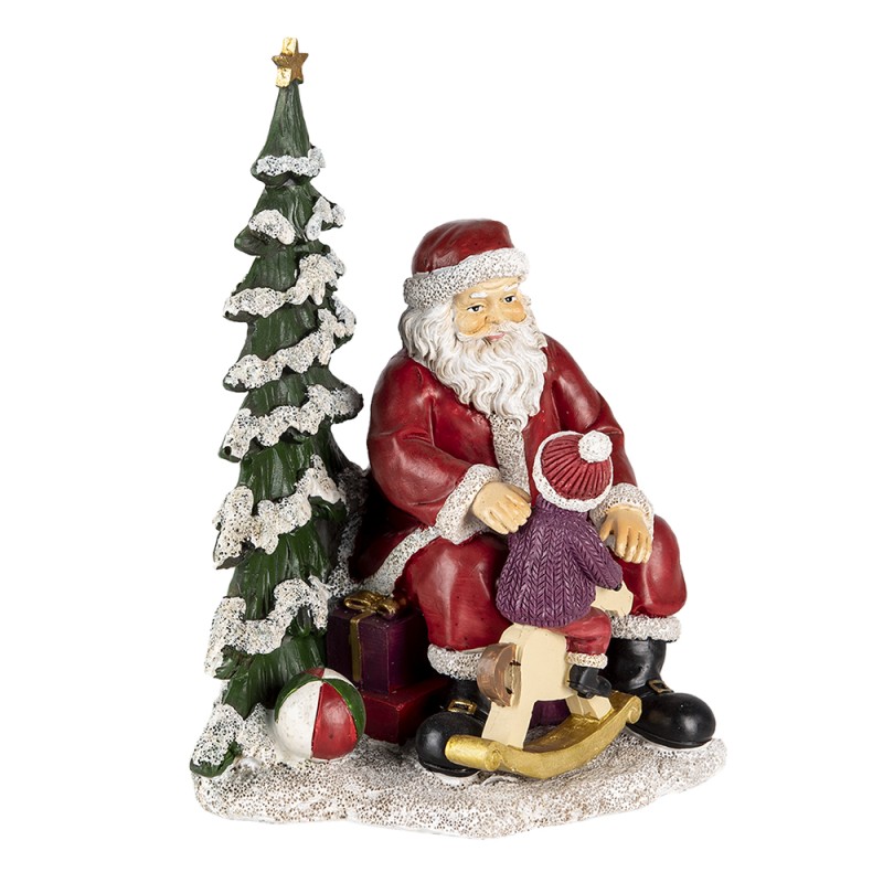 Clayre & Eef Beeld Kerstman 16x13x22 cm Rood Groen Polyresin