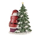 Clayre & Eef Beeld Kerstman 16x13x22 cm Rood Groen Polyresin