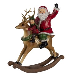 Clayre & Eef Figur Weihnachtsmann 22 cm Rot Grün Polyresin