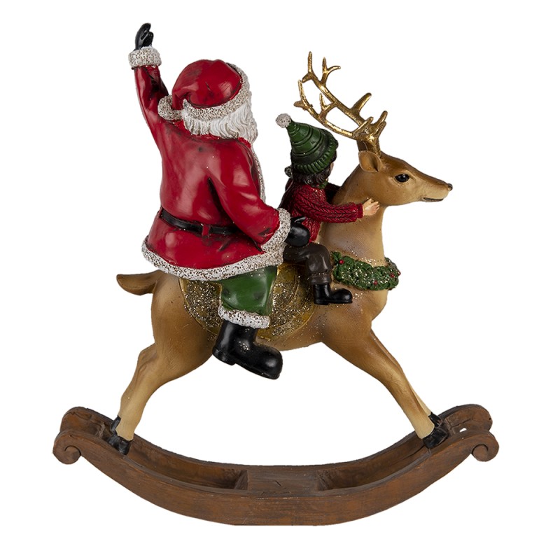 Clayre & Eef Statuetta Babbo Natale  22 cm Rosso Verde  Poliresina