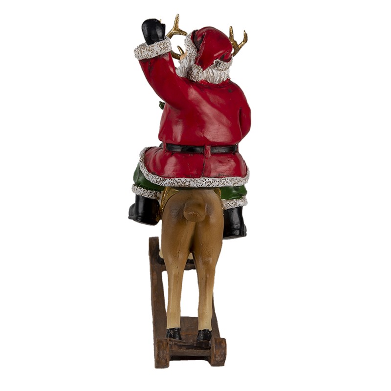 Clayre & Eef Statuetta Babbo Natale  22 cm Rosso Verde  Poliresina