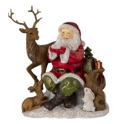 Clayre & Eef Figurine Santa Claus 18x13x19 cm Red Brown Polyresin